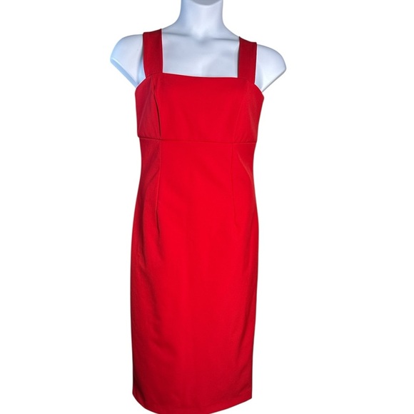Bardot Cleo Red Sheath Midi Dress with Square Neck Size 10 - Picture 1 of 7